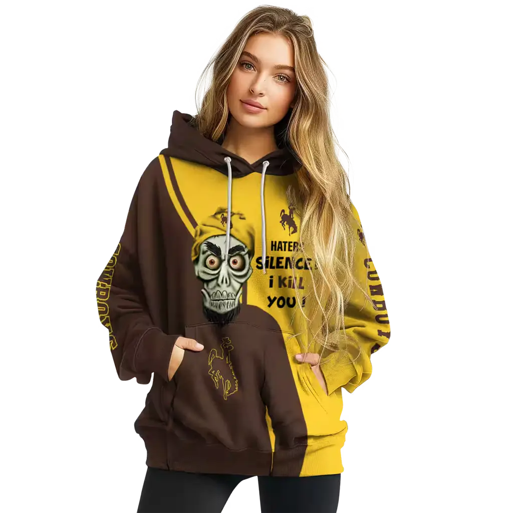 wyoming cowboys achmed skull brown hoodie high quality wyoming cowboys achmed skull brown hoodie high quality
