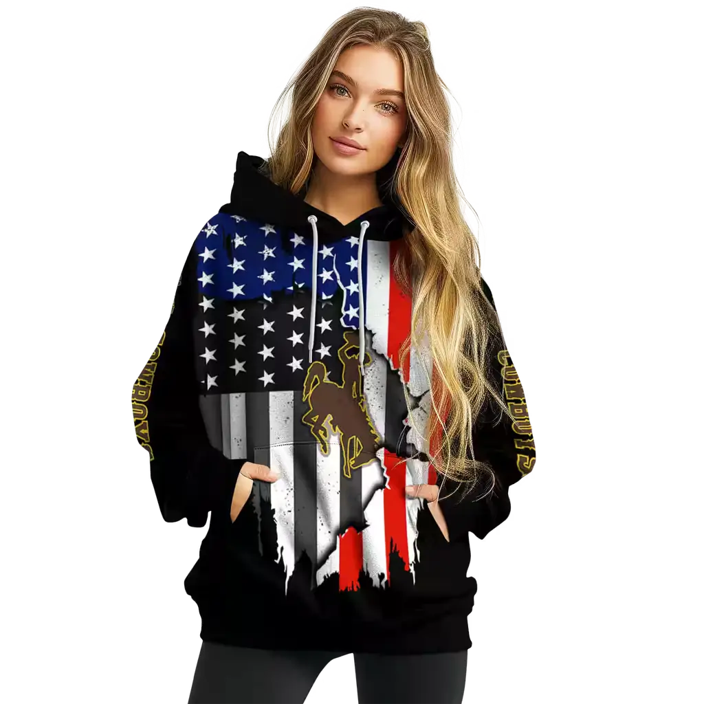 wyoming cowboys american pride black hoodie high quality wyoming cowboys american pride black hoodie high quality