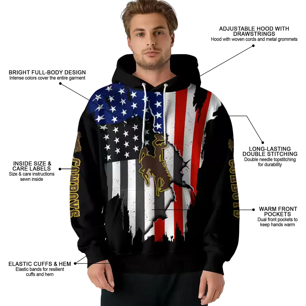 wyoming cowboys american pride black hoodie latest model wyoming cowboys american pride black hoodie latest model