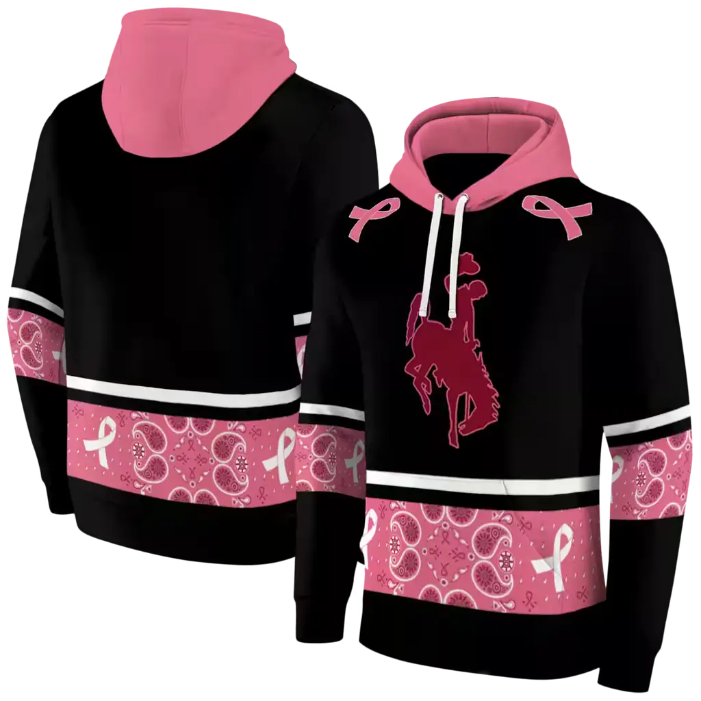 wyoming cowboys awareness ribbon black pink hoodie fashion forward wyoming cowboys awareness ribbon black pink hoodie fashion forward