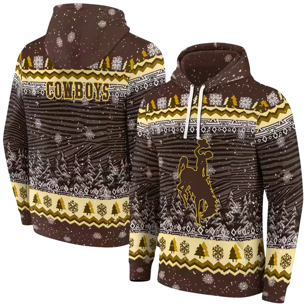 wyoming cowboys christmas trees brown hoodie fashion forward wyoming cowboys christmas trees brown hoodie fashion forward