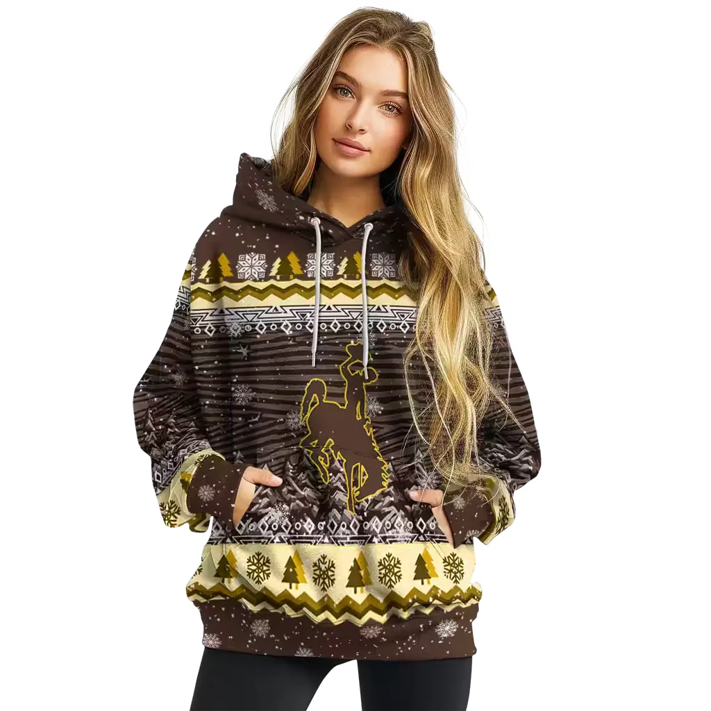 wyoming cowboys christmas trees brown hoodie high quality wyoming cowboys christmas trees brown hoodie high quality