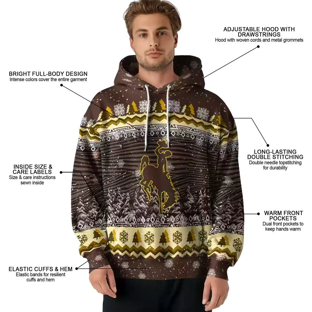wyoming cowboys christmas trees brown hoodie latest model wyoming cowboys christmas trees brown hoodie latest model