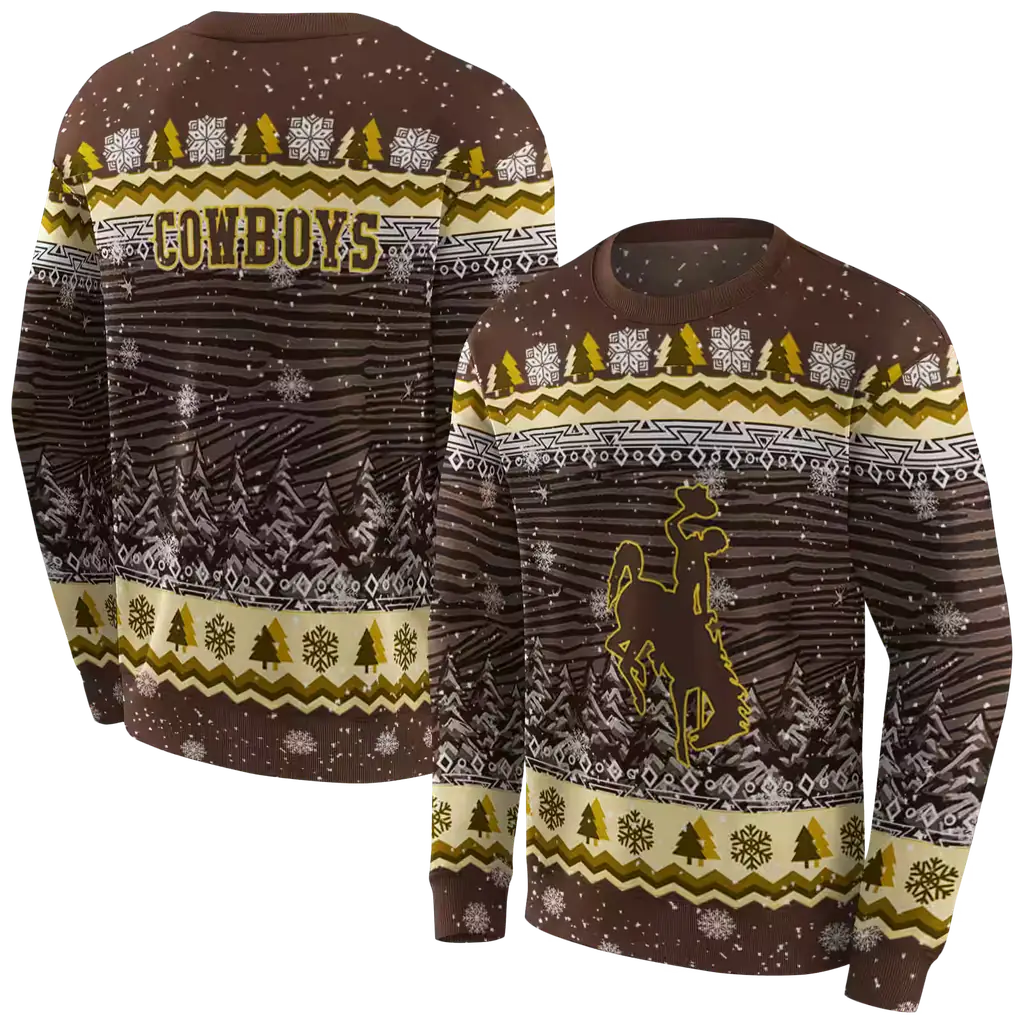 wyoming cowboys christmas trees brown hoodie premium grade wyoming cowboys christmas trees brown hoodie premium grade