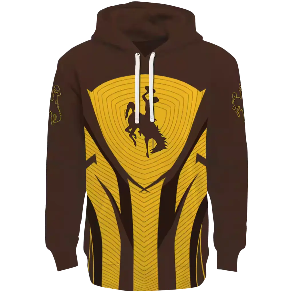 wyoming cowboys concentric lines brown black hoodie best selling wyoming cowboys concentric lines brown black hoodie best selling