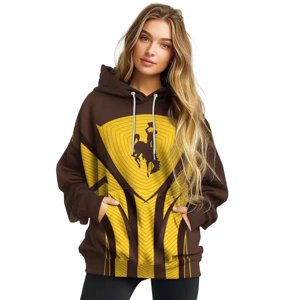 wyoming cowboys concentric lines brown black hoodie high quality wyoming cowboys concentric lines brown black hoodie high quality