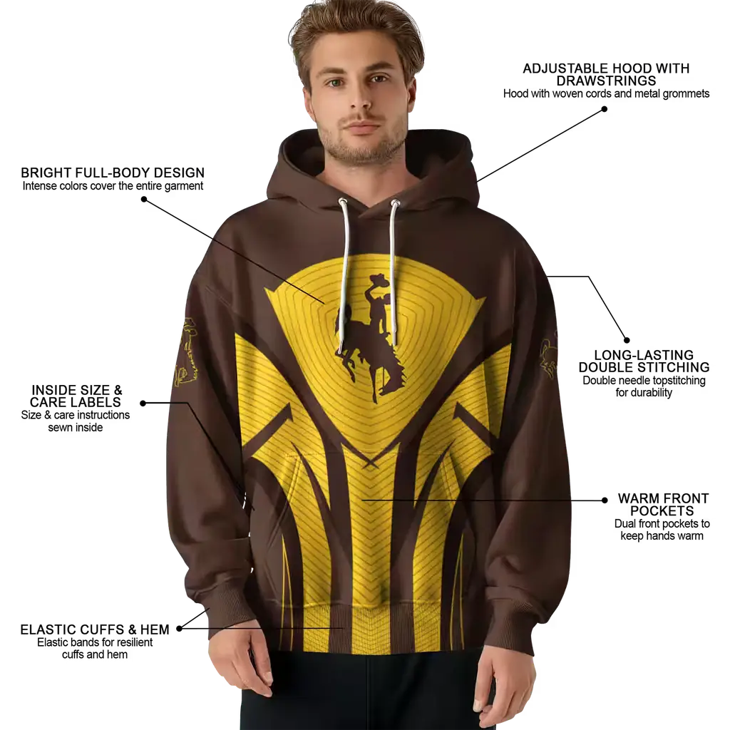 wyoming cowboys concentric lines brown black hoodie latest model wyoming cowboys concentric lines brown black hoodie latest model