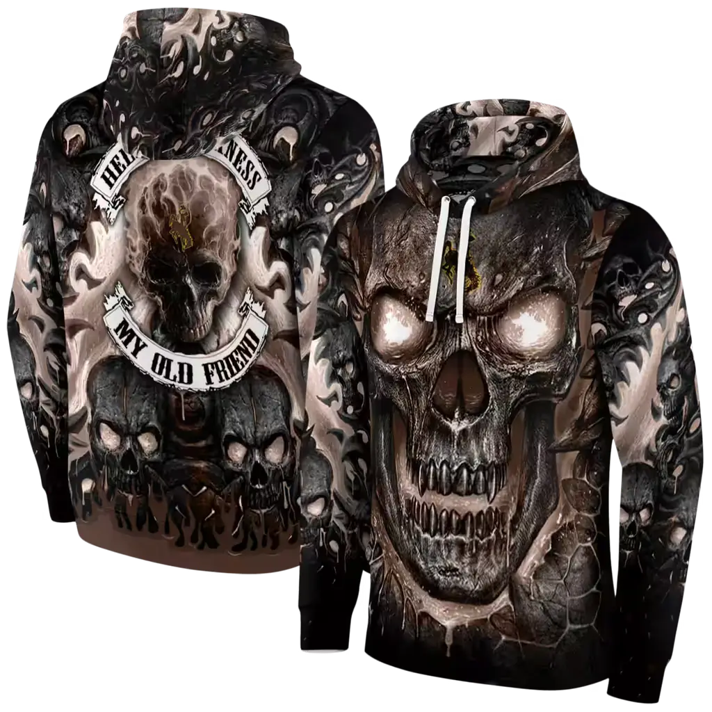 wyoming cowboys demonic skull brown black hoodie fashion forward wyoming cowboys demonic skull brown black hoodie fashion forward