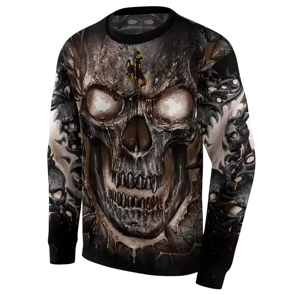 wyoming cowboys demonic skull brown black hoodie new arrival wyoming cowboys demonic skull brown black hoodie new arrival
