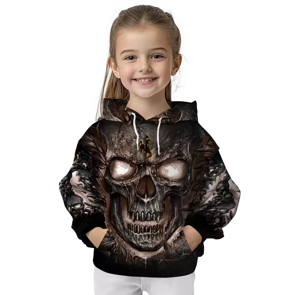 wyoming cowboys demonic skull brown black hoodie top rated wyoming cowboys demonic skull brown black hoodie top rated