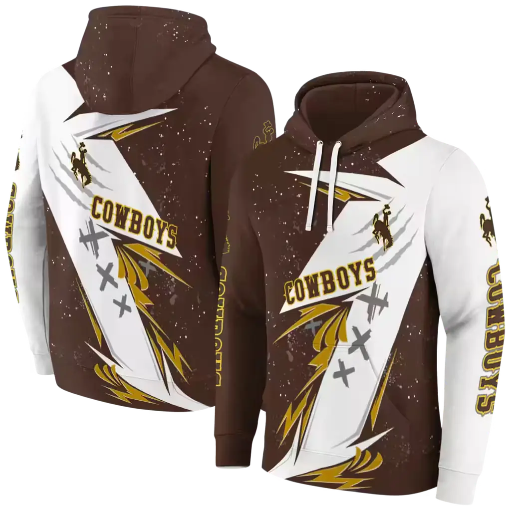 wyoming cowboys dynamic slash brown white hoodie fashion forward wyoming cowboys dynamic slash brown white hoodie fashion forward