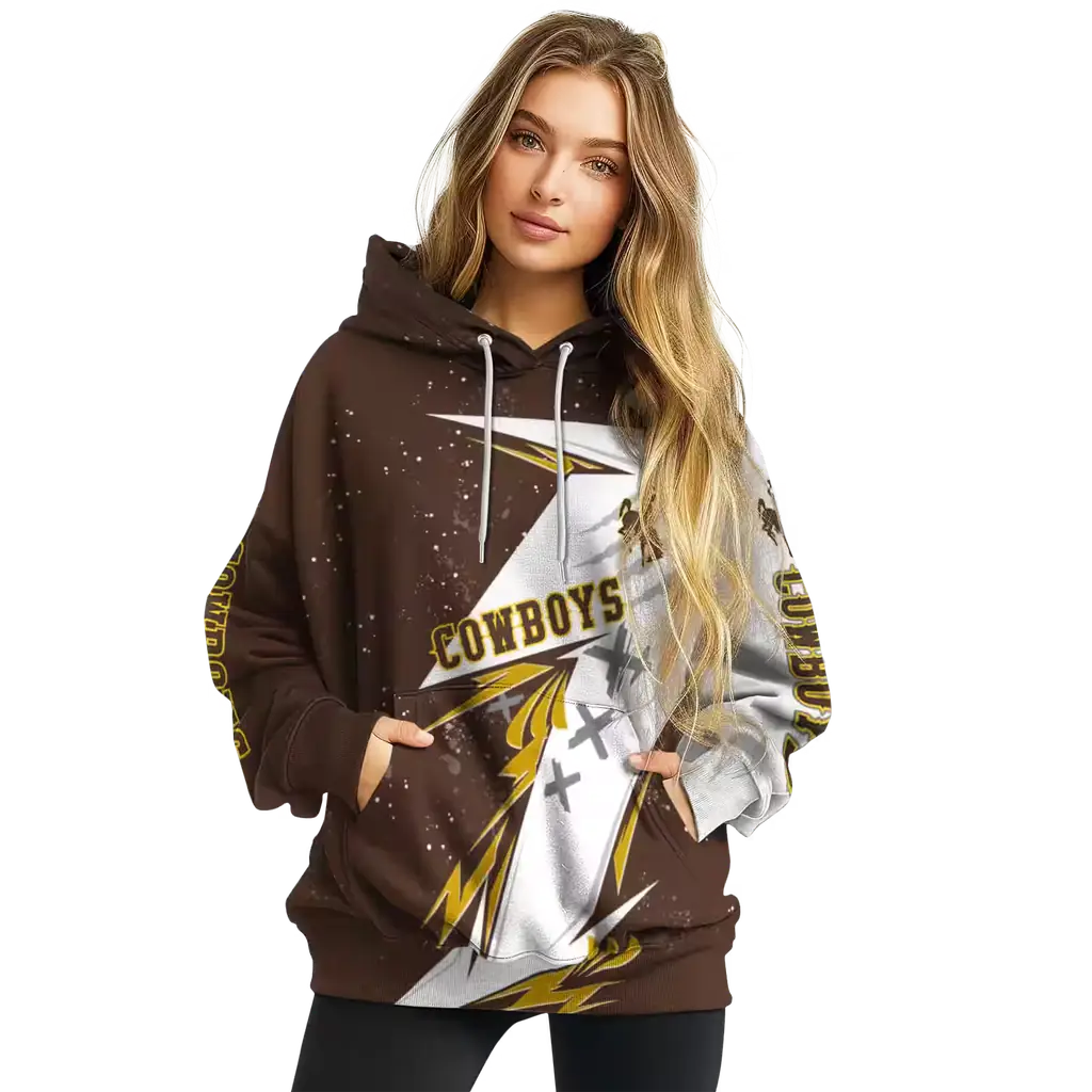 wyoming cowboys dynamic slash brown white hoodie high quality wyoming cowboys dynamic slash brown white hoodie high quality