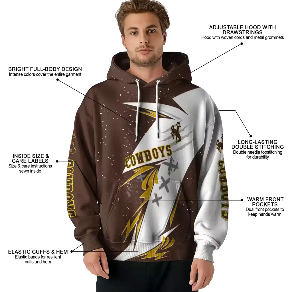 wyoming cowboys dynamic slash brown white hoodie latest model wyoming cowboys dynamic slash brown white hoodie latest model