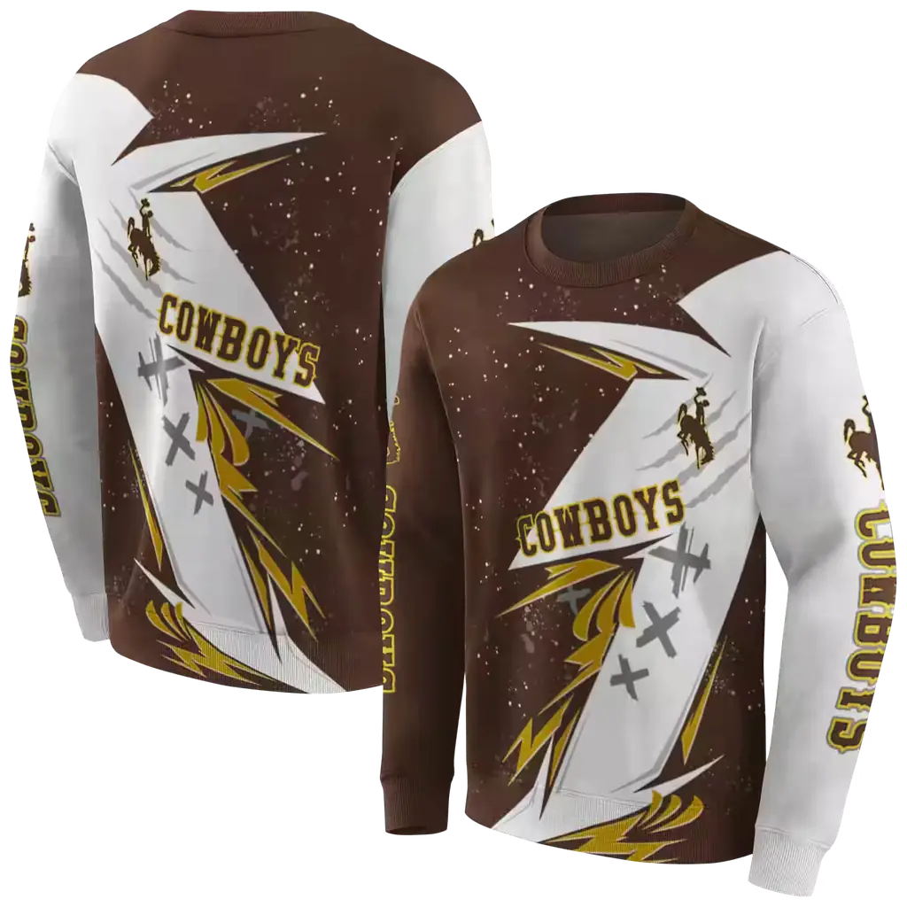 wyoming cowboys dynamic slash brown white hoodie premium grade wyoming cowboys dynamic slash brown white hoodie premium grade