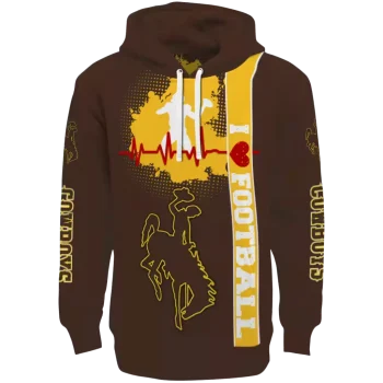 wyoming cowboys football heartbeat brown hoodie best selling