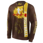 wyoming cowboys football heartbeat brown hoodie best selling
