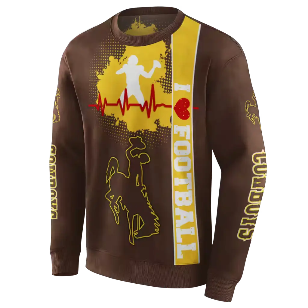 wyoming cowboys football heartbeat brown hoodie new arrival wyoming cowboys football heartbeat brown hoodie new arrival