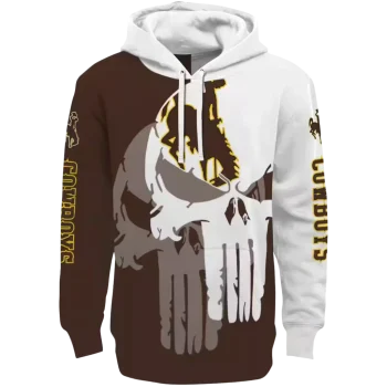 wyoming cowboys graphic punisher brown white hoodie best selling