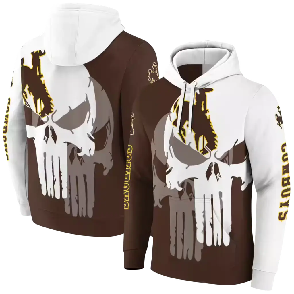 wyoming cowboys graphic punisher brown white hoodie fashion forward wyoming cowboys graphic punisher brown white hoodie fashion forward