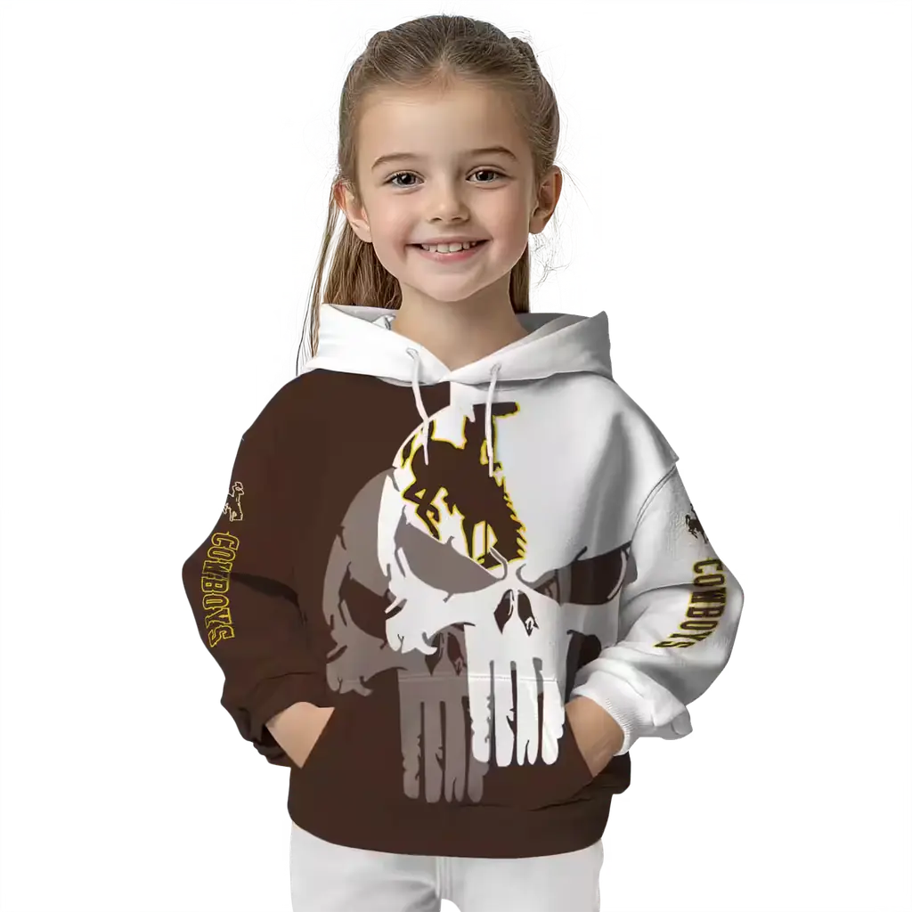 wyoming cowboys graphic punisher brown white hoodie top rated wyoming cowboys graphic punisher brown white hoodie top rated