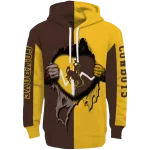 wyoming cowboys heartbeat graphic brown hoodie best selling