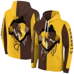 wyoming cowboys heartbeat graphic brown hoodie best selling