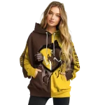 wyoming cowboys heartbeat graphic brown hoodie best selling