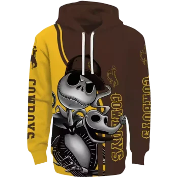 wyoming cowboys jack skellington brown hoodie best selling