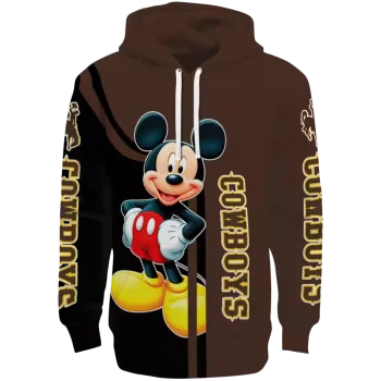 wyoming cowboys mickey mouse brown black hoodie best selling