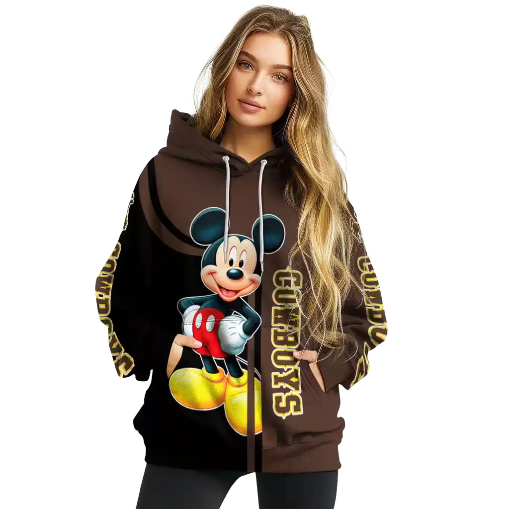 wyoming cowboys mickey mouse brown black hoodie high quality wyoming cowboys mickey mouse brown black hoodie high quality