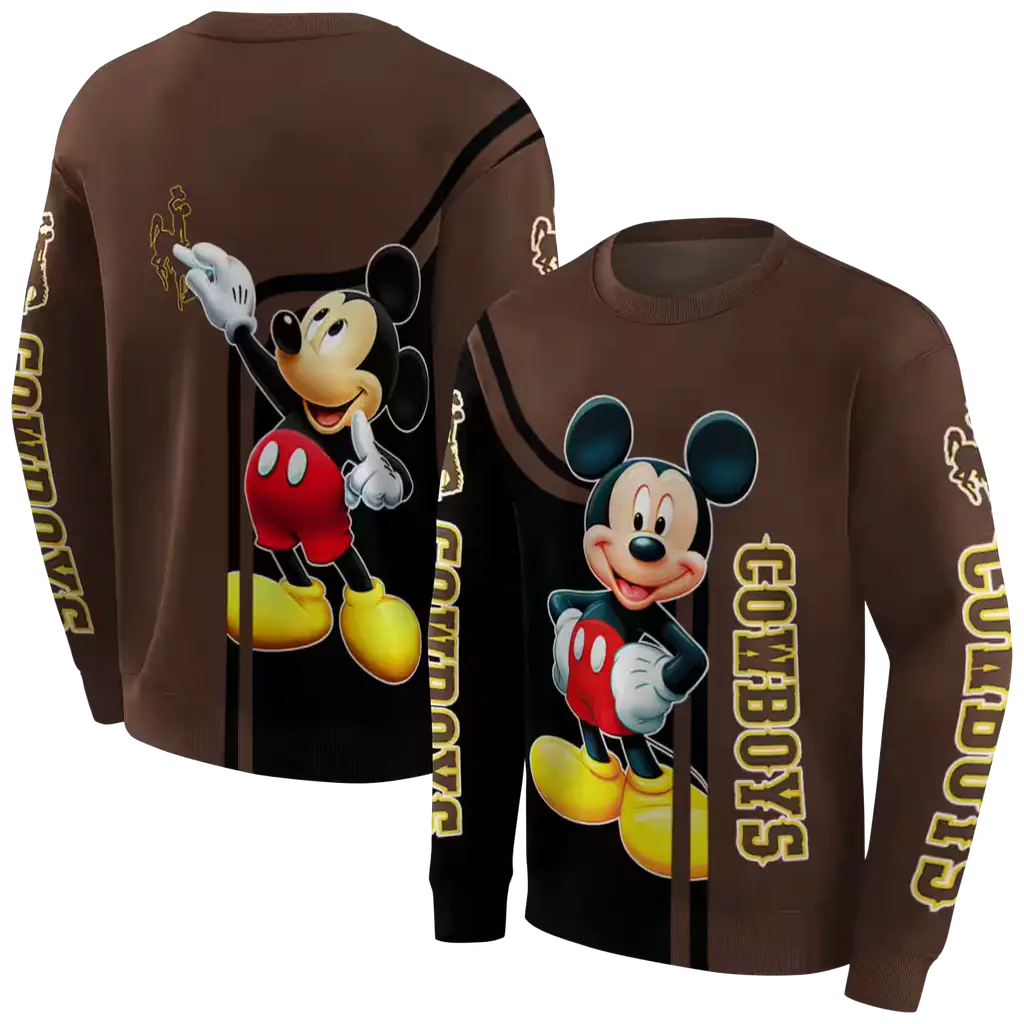 wyoming cowboys mickey mouse brown black hoodie premium grade wyoming cowboys mickey mouse brown black hoodie premium grade