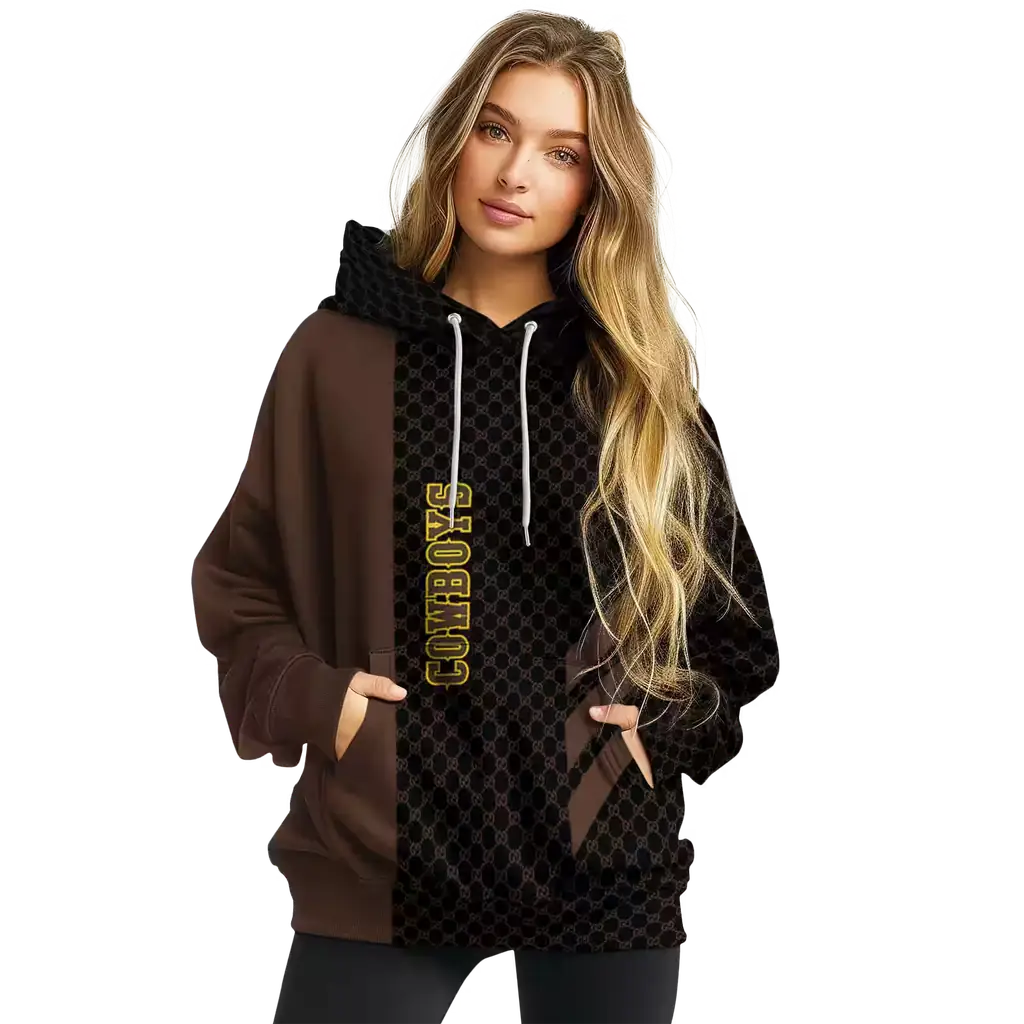 wyoming cowboys monogram pattern brown hoodie high quality wyoming cowboys monogram pattern brown hoodie high quality