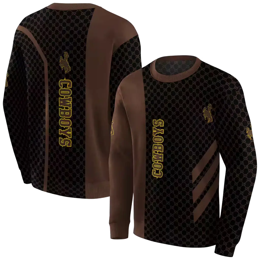 wyoming cowboys monogram pattern brown hoodie premium grade wyoming cowboys monogram pattern brown hoodie premium grade