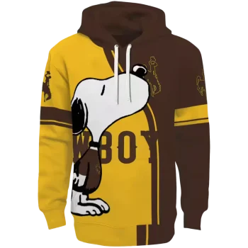 wyoming cowboys playful snoopy brown hoodie best selling