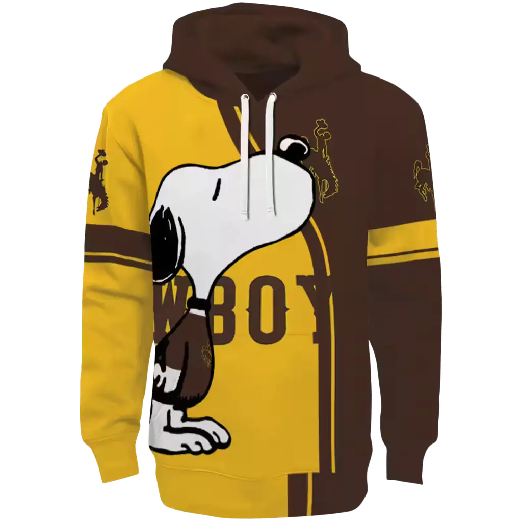 wyoming cowboys playful snoopy brown hoodie best selling wyoming cowboys playful snoopy brown hoodie best selling
