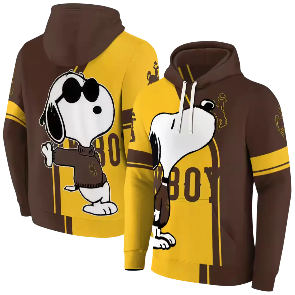wyoming cowboys playful snoopy brown hoodie fashion forward wyoming cowboys playful snoopy brown hoodie fashion forward