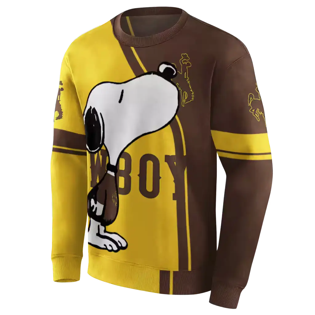 wyoming cowboys playful snoopy brown hoodie new arrival wyoming cowboys playful snoopy brown hoodie new arrival