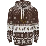 wyoming cowboys reindeer motif brown hoodie best selling