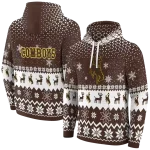 wyoming cowboys reindeer motif brown hoodie best selling