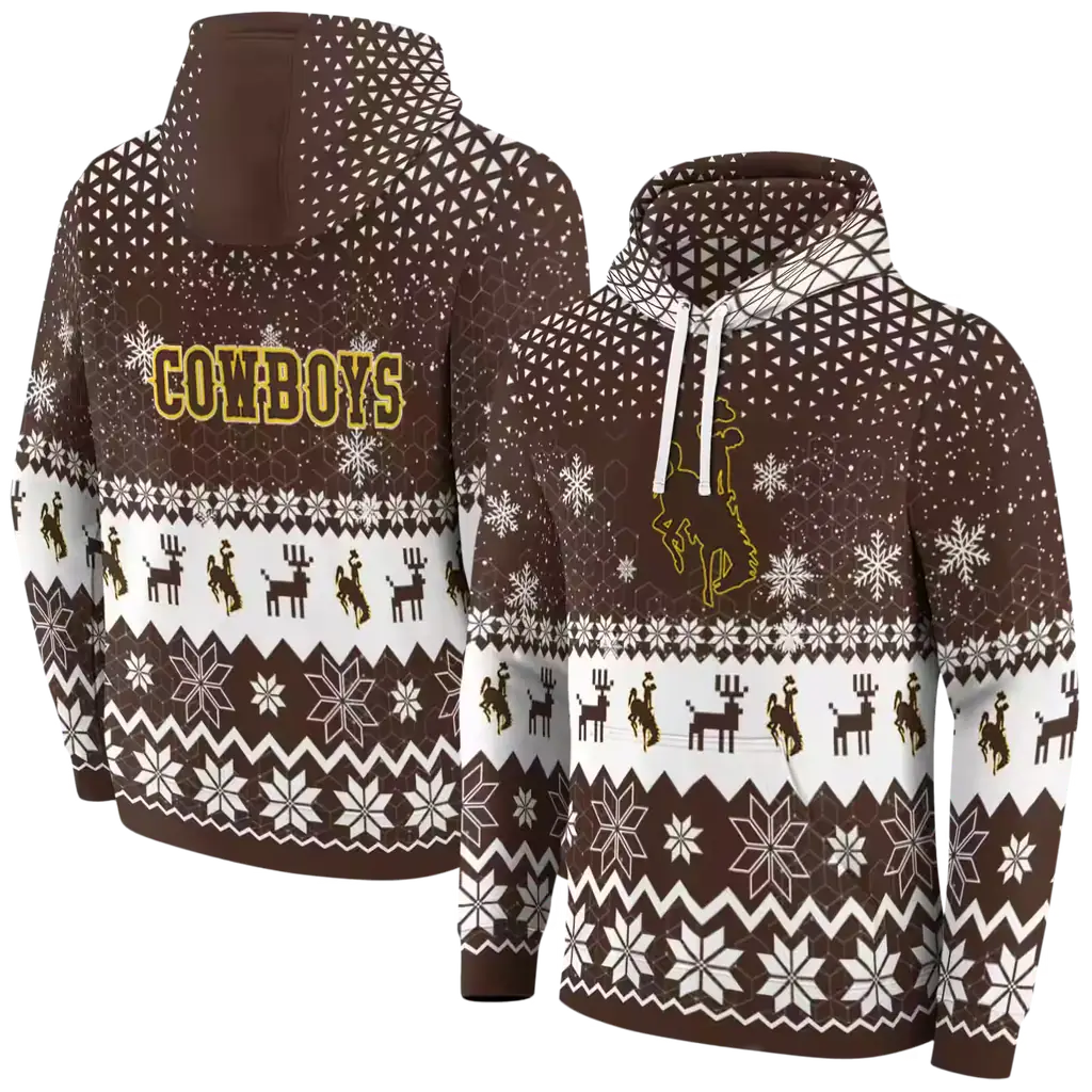 wyoming cowboys reindeer motif brown hoodie fashion forward wyoming cowboys reindeer motif brown hoodie fashion forward