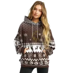 wyoming cowboys reindeer motif brown hoodie best selling