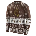 wyoming cowboys reindeer motif brown hoodie best selling