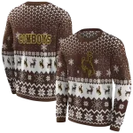 wyoming cowboys reindeer motif brown hoodie best selling