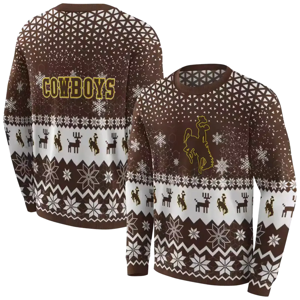 wyoming cowboys reindeer motif brown hoodie premium grade wyoming cowboys reindeer motif brown hoodie premium grade
