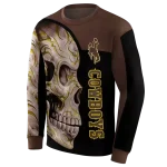 wyoming cowboys skull motif brown black hoodie best selling