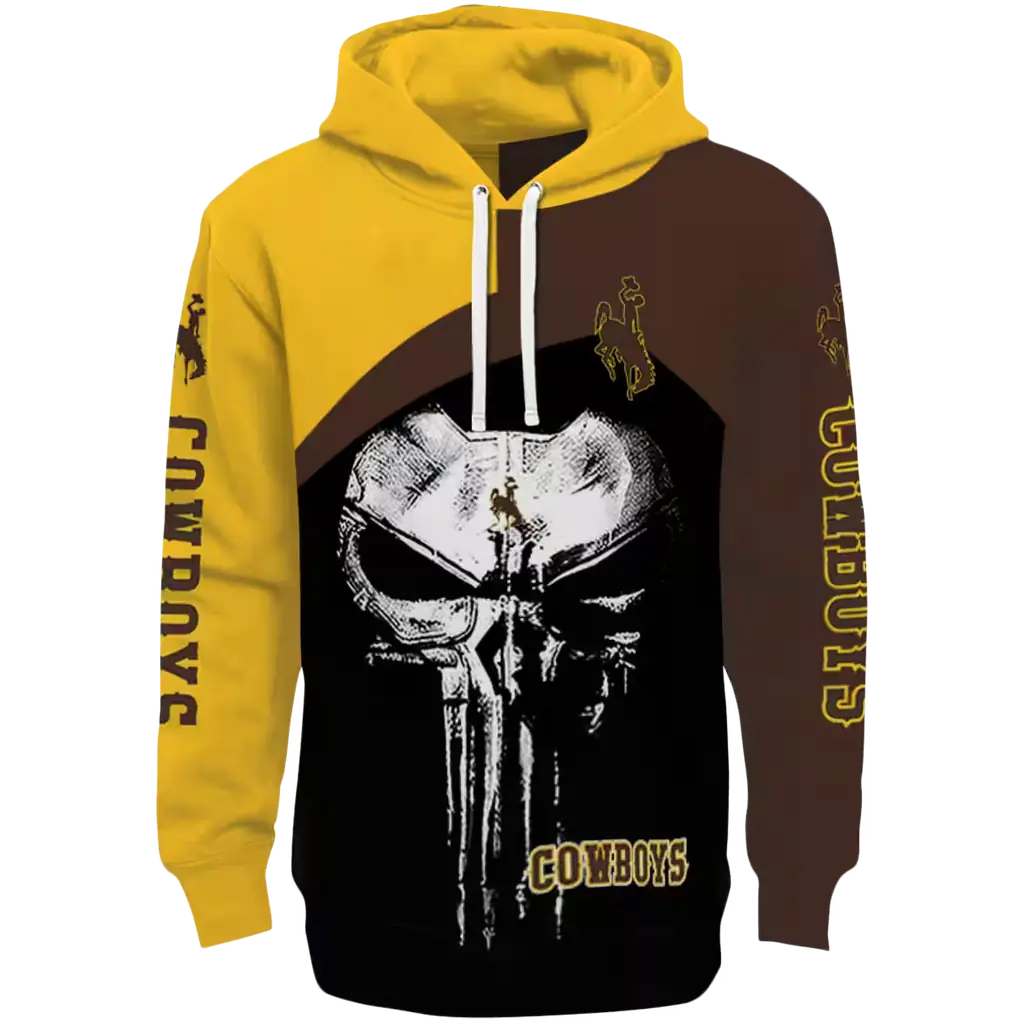 wyoming cowboys skull punisher gold black hoodie best selling wyoming cowboys skull punisher gold black hoodie best selling