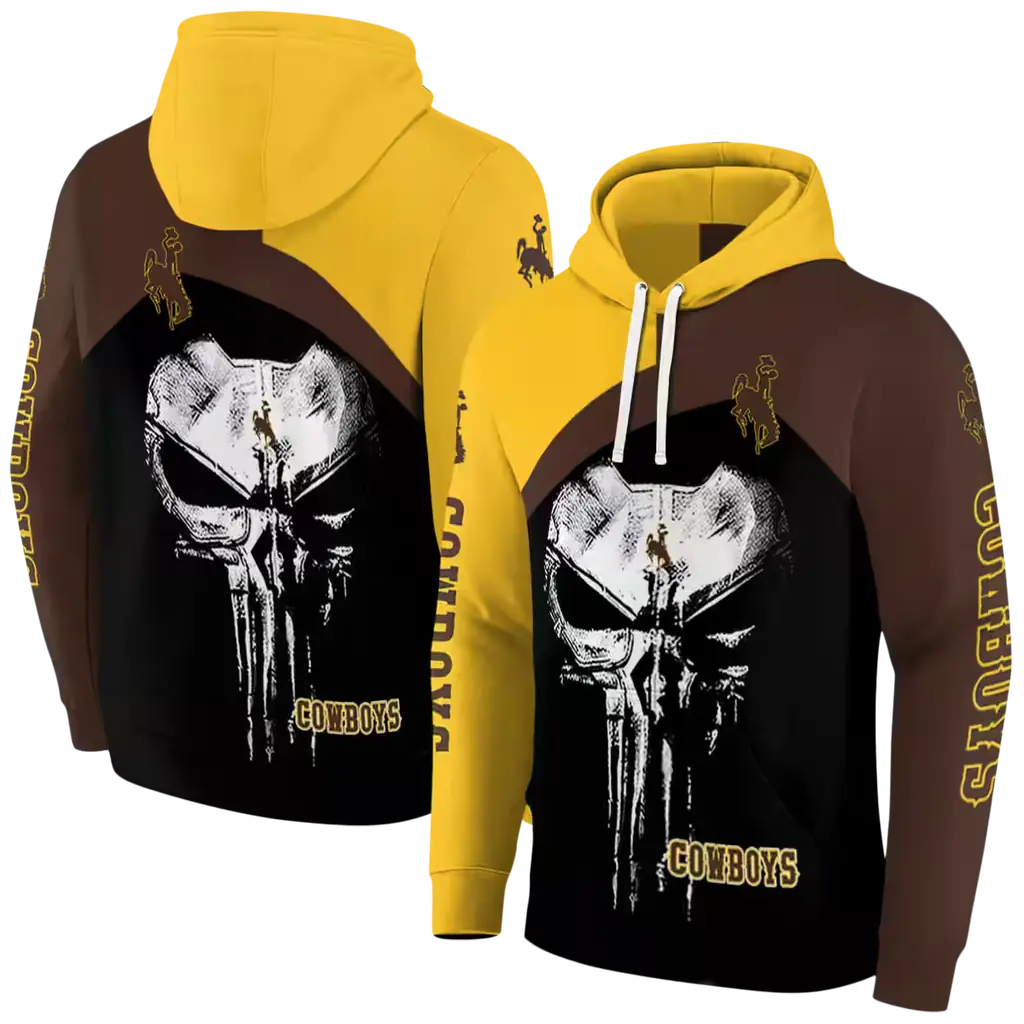 wyoming cowboys skull punisher gold black hoodie fashion forward wyoming cowboys skull punisher gold black hoodie fashion forward