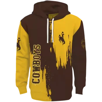 wyoming cowboys splatter effect brown hoodie best selling