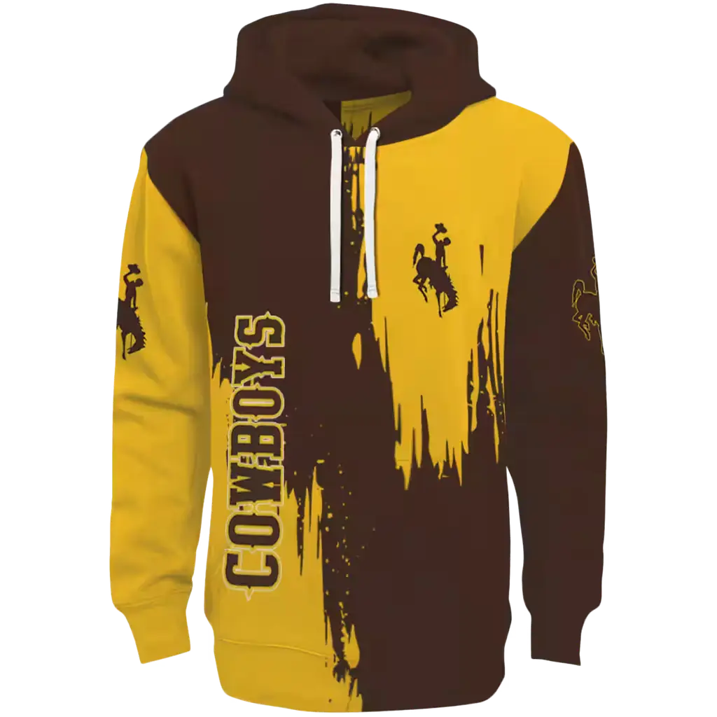 wyoming cowboys splatter effect brown hoodie best selling wyoming cowboys splatter effect brown hoodie best selling