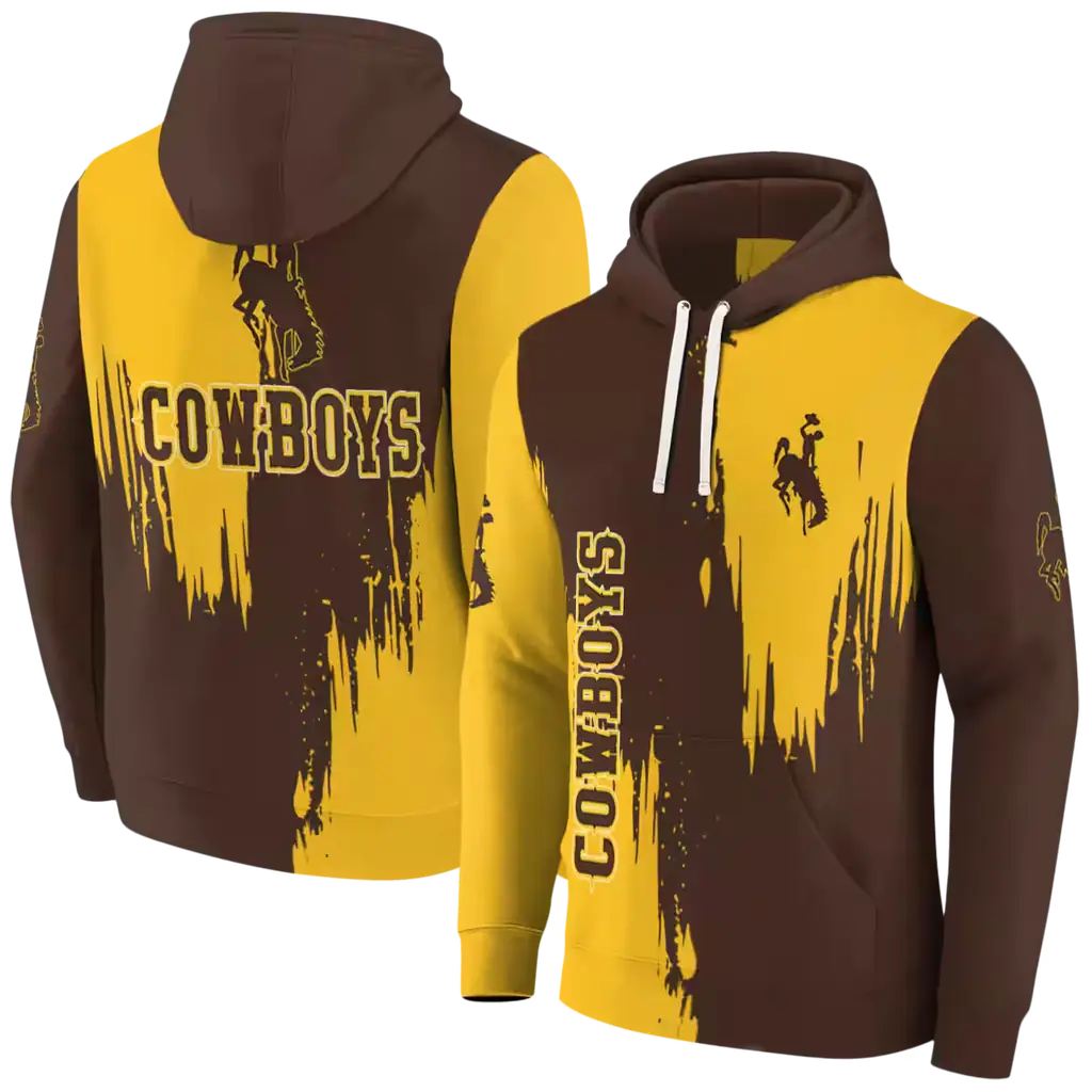 wyoming cowboys splatter effect brown hoodie fashion forward wyoming cowboys splatter effect brown hoodie fashion forward